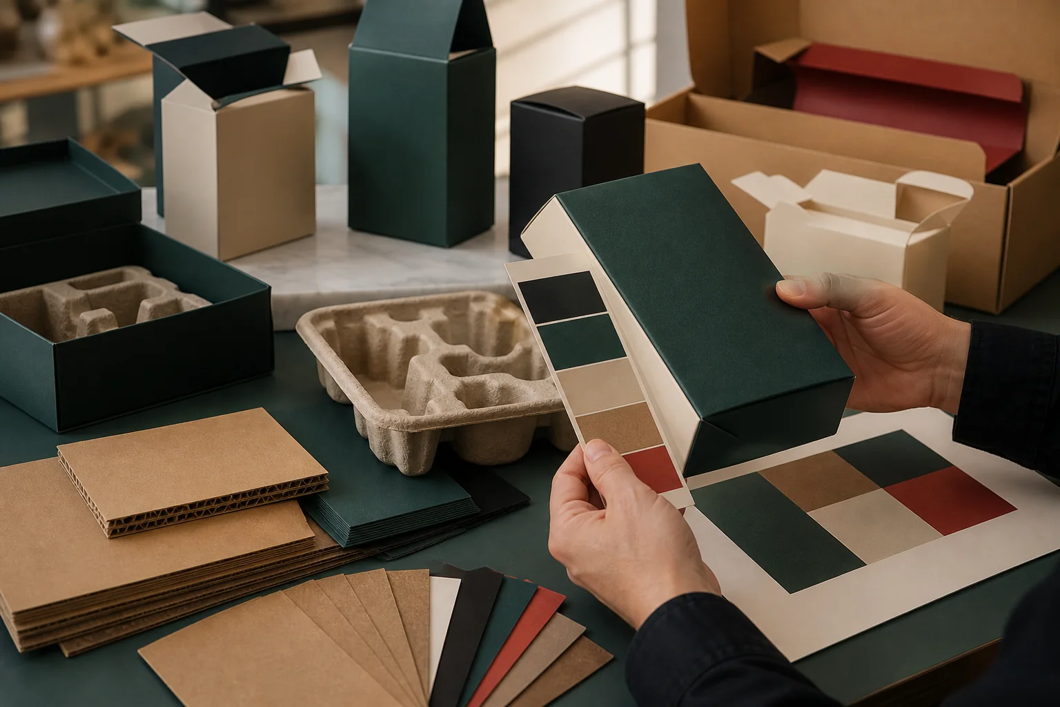 Custom cartons and protective packaging samples
